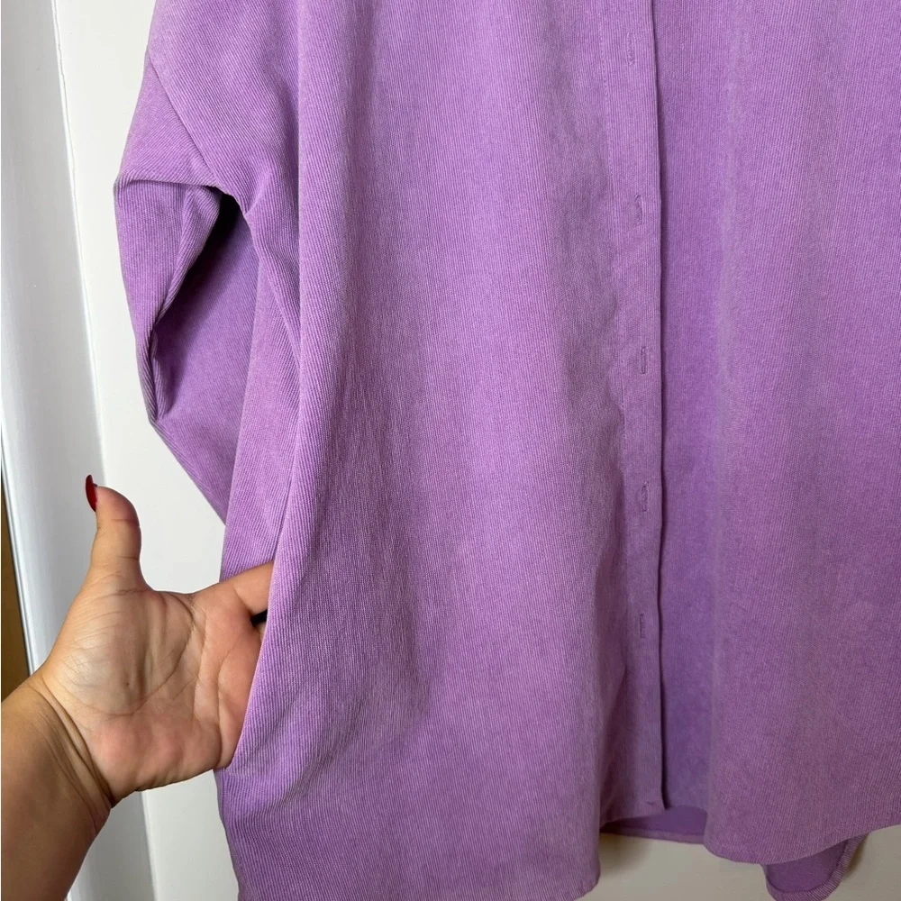 Zara Purple Lilac Casual Corduroy Button Front Oversized Shirt Jacket Shacket XS - Picture 12 of 16